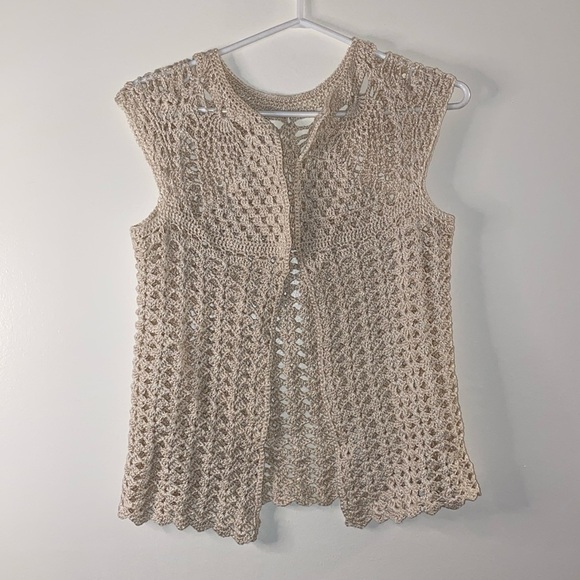 WOMEN'S  Knitted Cream Color Sleeveless Cardigan (Small) - Picture 1 of 7